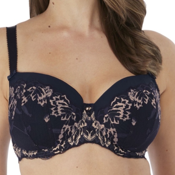 Fantasie Other - Fantasie Navy and Cream Lace padded half cup Bra 34G